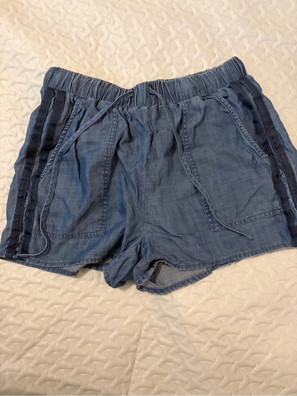 Casual Drawstring Blue Women's Shorts